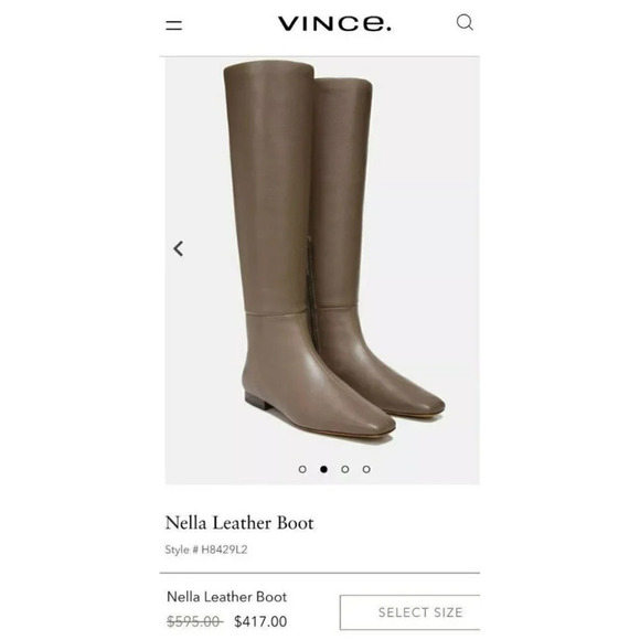 Vince Nella Women's Ottergrey Leather Boots Size 8.5 M (MSRP $595) - Picture 1 of 13